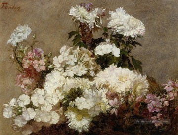  henri - Phlox blanc chrysanthème et Larkspur peintre de fleurs Henri Fantin Latour